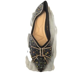 Elegant Black Glitter Women's Flats Size 42